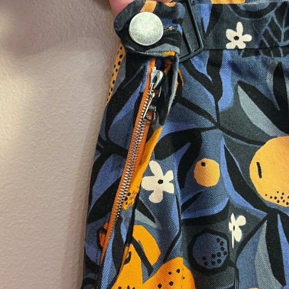 Floral and Clementine Patterned Women's Shorts Navy and Orange - Picture 2 of 9